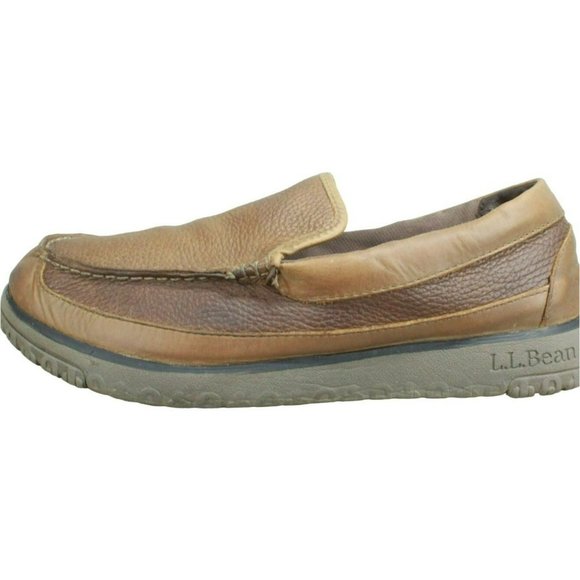 LL Bean All Week Brown Leather Slip On Moccasin Slipper Shoes Size 9 M - Picture 1 of 9